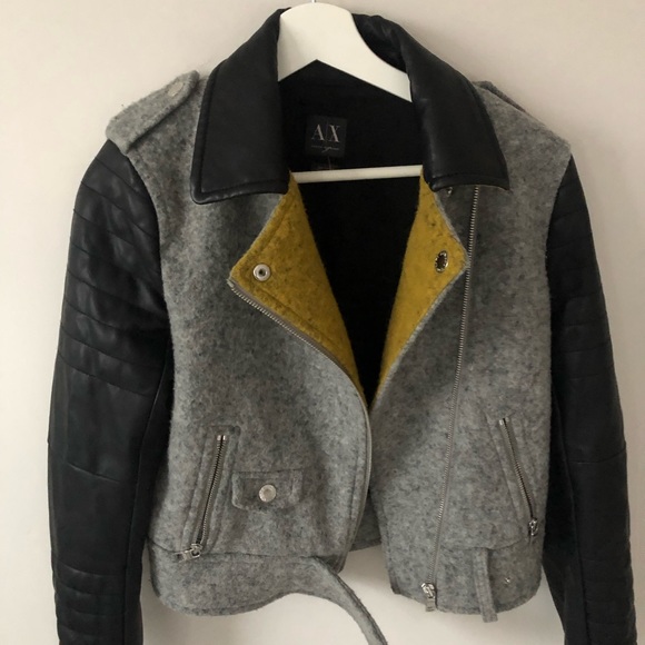 Armani Exchange 3 tone Wool Blend short moto style jacket. - Picture 12 of 13